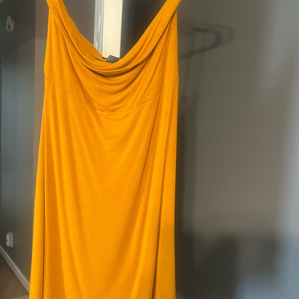 Vibrant Yellow Draped Dress